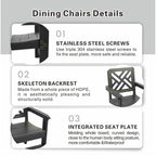 Table à manger 7 pièces en PEHD et 6 chaises avec trou pour parasol Ensemble de salle à manger décontracté Table de pique-nique ou de bière pour terrasse ou piscine