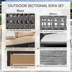Ensemble de meubles de patio sectionnels tressés 5 pièces avec table basse extensible et seau à glace