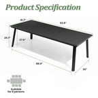 Table à manger d'extérieur en aluminium pour 7 à 9 personnes avec trou pour parasol et chaises pliantes incluses