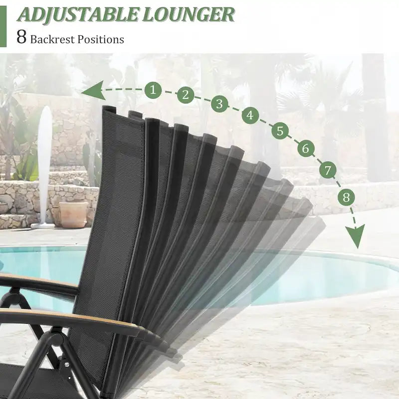 Table à manger d'extérieur en aluminium pour 7 à 9 personnes avec trou pour parasol et chaises pliantes incluses