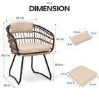 Ensemble de salle à manger d'extérieur 9 pièces avec table rectangulaire en aluminium extensible et chaises en rotin