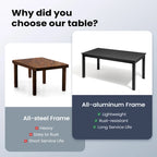 Ensemble de salle à manger d'extérieur 9 pièces avec table rectangulaire en aluminium extensible et chaises en rotin