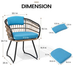 Ensemble de salle à manger d'extérieur 9 pièces avec table rectangulaire en aluminium extensible et chaises en rotin