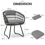 Ensemble de salle à manger d'extérieur 9 pièces avec table rectangulaire en aluminium extensible et chaises en rotin