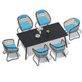 Ensemble de salle à manger d'extérieur 7 pièces avec table en aluminium et chaises en rotin synthétique