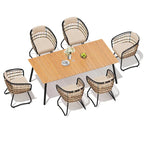Ensemble de salle à manger d'extérieur 7 pièces avec table en aluminium et chaises en rotin synthétique