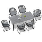 Ensemble de salle à manger d'extérieur 7 pièces avec table en aluminium et chaises en rotin synthétique