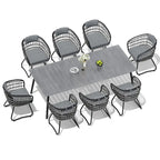 Ensemble de salle à manger d'extérieur 7 pièces avec table en aluminium et chaises en rotin synthétique