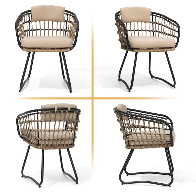 Ensemble de salle à manger d'extérieur 7 pièces avec table en aluminium et chaises en rotin synthétique