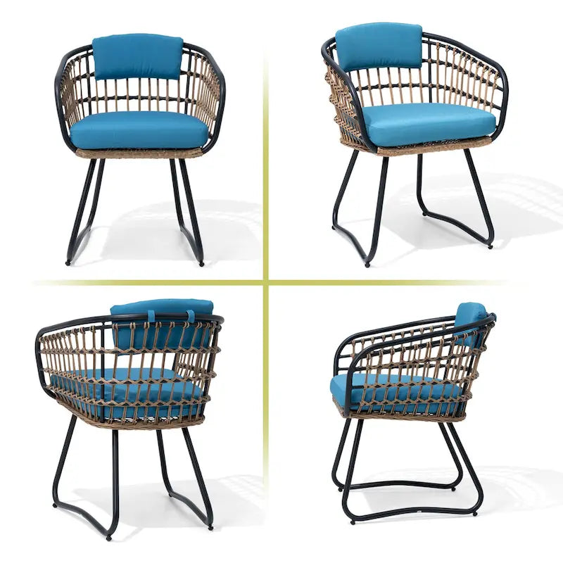 Ensemble de salle à manger d'extérieur 7 pièces avec table en aluminium et chaises en rotin synthétique
