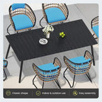 Ensemble de salle à manger d'extérieur 7 pièces avec table en aluminium et chaises en rotin synthétique