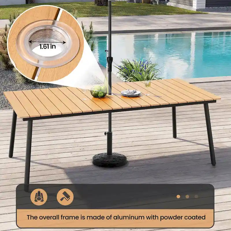 Ensemble de salle à manger d'extérieur 7 pièces avec table en aluminium et chaises en rotin synthétique
