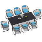 Ensemble de salle à manger d'extérieur 7 pièces avec table en aluminium et chaises en rotin synthétique