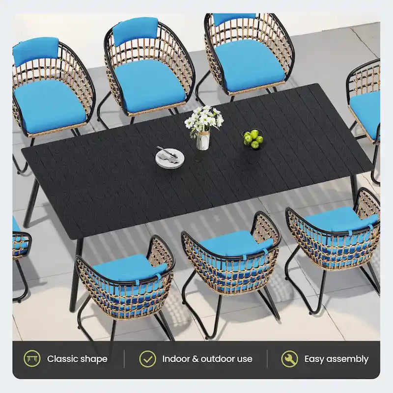 Ensemble de salle à manger d'extérieur 7 pièces avec table en aluminium et chaises en rotin synthétique