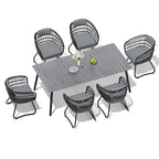 Ensemble de salle à manger d'extérieur 7 pièces avec table en aluminium et chaises en rotin synthétique