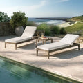 Ensemble de mobilier d'extérieur en teck Northlake de 3 pièces avec chaises longues et table d'appoint