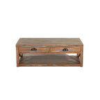 Table basse, 2 tiroirs, étagère, rectangulaire 122 cm marron clair