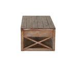 Table basse, 2 tiroirs, étagère, rectangulaire 122 cm marron clair