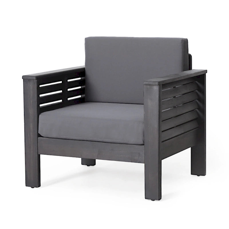 Fauteuils d'extérieur Siyal (lot de 2), Gris foncé doux, Bois d'acacia
