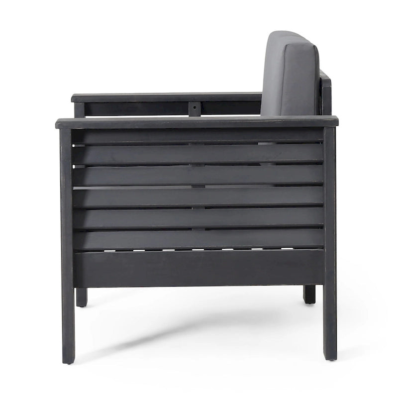 Fauteuils d'extérieur Siyal (lot de 2), Gris foncé doux, Bois d'acacia