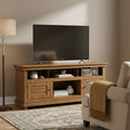 Ayne TV Stand Media Cabinet, 2 Doors and 4 Shelves, Brown Wood 60 Inch