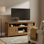 Ayne TV Stand Media Cabinet, 2 Doors and 4 Shelves, Brown Wood 60 Inch