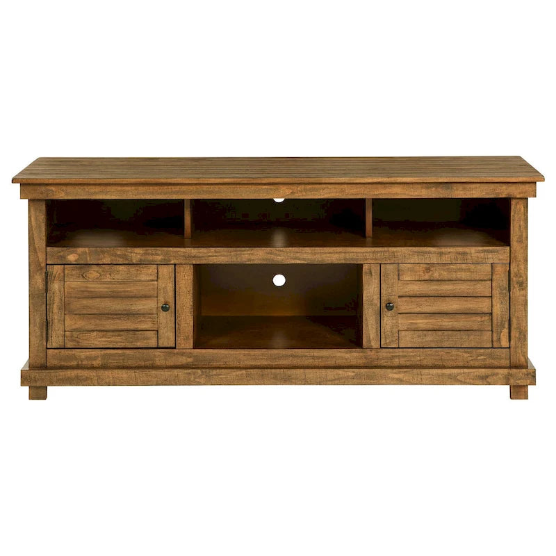Meuble TV, 2 portes et 4 étagères, Bois brun 152 cm