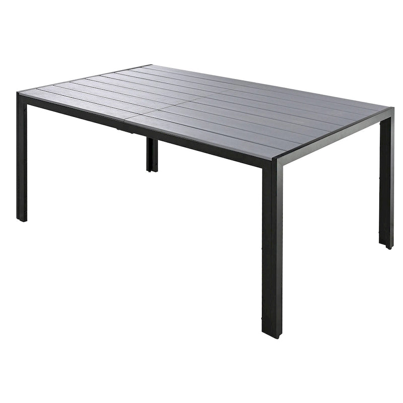 Ensemble de 7 pièces de salle à manger d'extérieur en acier, ensemble de meubles de patio toutes saisons avec table rectangulaire et 6 chaises de salle à manger
