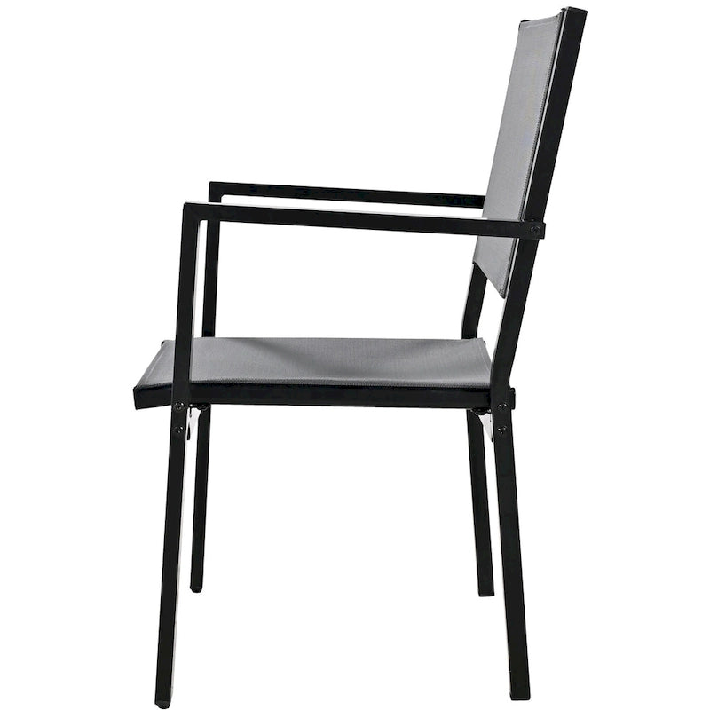 Ensemble de 7 pièces de salle à manger d'extérieur en acier, ensemble de meubles de patio toutes saisons avec table rectangulaire et 6 chaises de salle à manger