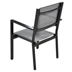 Ensemble de 7 pièces de salle à manger d'extérieur en acier, ensemble de meubles de patio toutes saisons avec table rectangulaire et 6 chaises de salle à manger