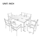 Ensemble de 7 pièces de salle à manger d'extérieur en acier, ensemble de meubles de patio toutes saisons avec table rectangulaire et 6 chaises de salle à manger