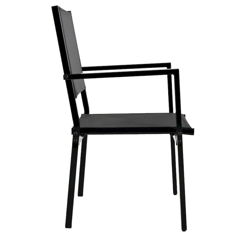 Ensemble de 7 pièces de salle à manger d'extérieur en acier, ensemble de meubles de patio toutes saisons avec table rectangulaire et 6 chaises de salle à manger