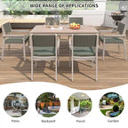 Ensemble de salle à manger d'extérieur 7 pièces, table à manger d'extérieur avec cadre en bois d'acacia, chaises de salle à manger de patio avec dossier en rotin