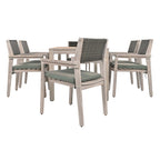Ensemble de salle à manger d'extérieur 7 pièces, table à manger d'extérieur avec cadre en bois d'acacia, chaises de salle à manger de patio avec dossier en rotin