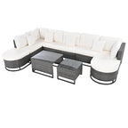 Ensemble de canapé en osier d'extérieur 7 pièces, ensemble sectionnel en rotin à combinaison libre, ensembles de meubles de patio avec table basse