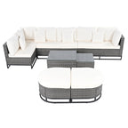 Ensemble de canapé en osier d'extérieur 7 pièces, ensemble sectionnel en rotin à combinaison libre, ensembles de meubles de patio avec table basse