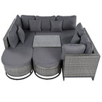 Ensemble de canapé en osier d'extérieur 7 pièces, ensemble sectionnel en rotin à combinaison libre, ensembles de meubles de patio avec table basse