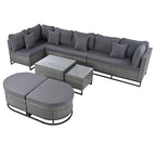 Ensemble de canapé en osier d'extérieur 7 pièces, ensemble sectionnel en rotin à combinaison libre, ensembles de meubles de patio avec table basse