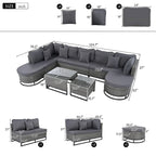 Ensemble de canapé en osier d'extérieur 7 pièces, ensemble sectionnel en rotin à combinaison libre, ensembles de meubles de patio avec table basse