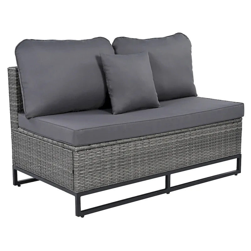 Ensemble de canapé en osier d'extérieur 7 pièces, ensemble sectionnel en rotin à combinaison libre, ensembles de meubles de patio avec table basse