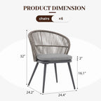 Chaises et table extensible pour salle à manger d'extérieur