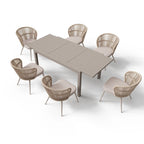 Chaises et table extensible pour salle à manger d'extérieur