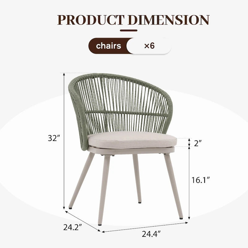 Chaises et table extensible pour salle à manger d'extérieur