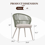 Chaises et table extensible pour salle à manger d'extérieur