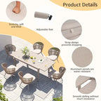 Chaises et table extensible pour salle à manger d'extérieur