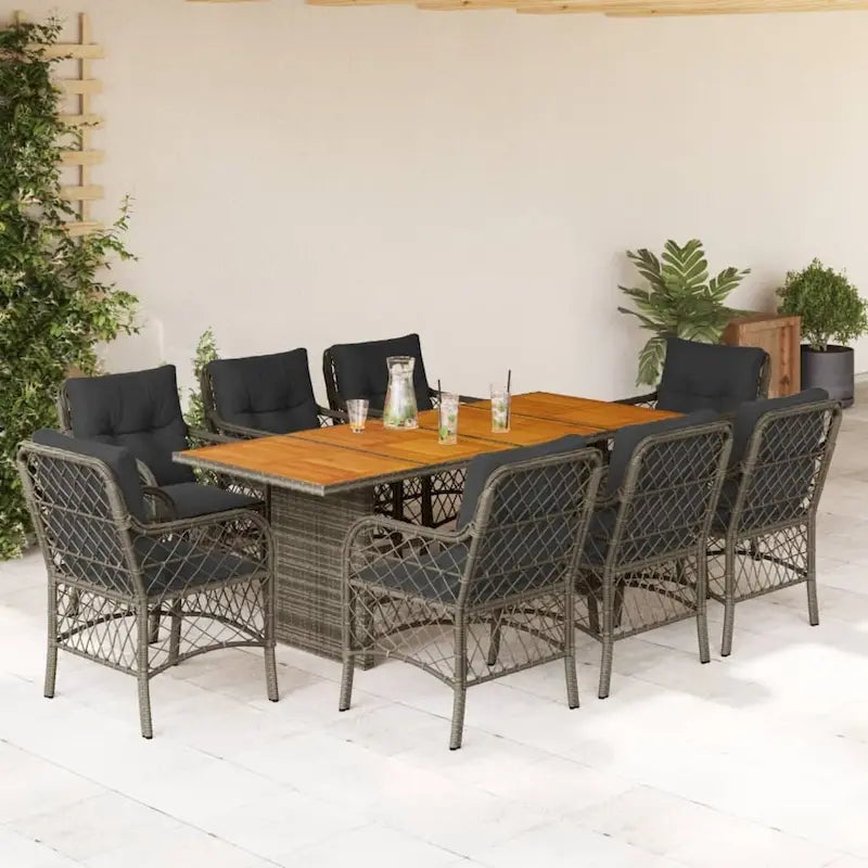 vidaXL Ensemble de salle à manger d'extérieur avec coussins Table et chaises 7 pièces en résine tressée