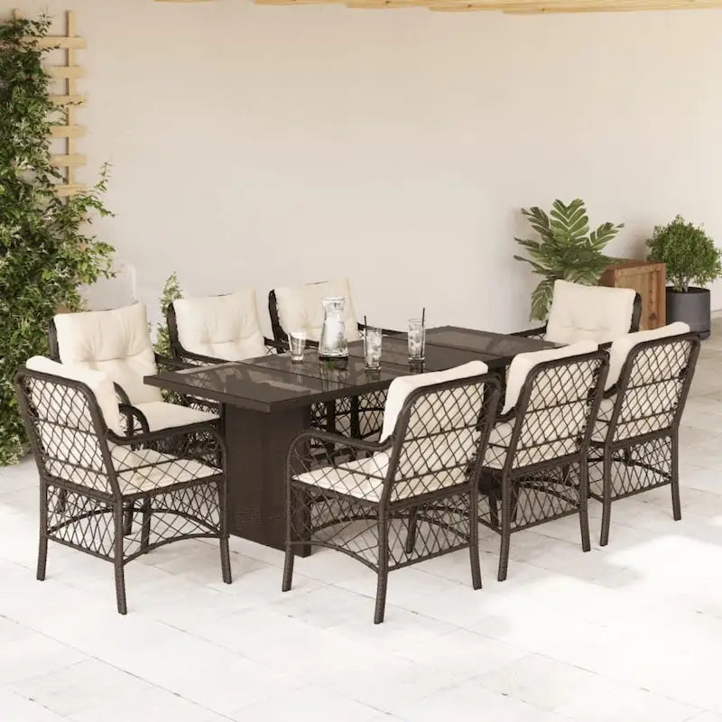 vidaXL Ensemble de salle à manger d'extérieur avec coussins Table et chaises 7 pièces en résine tressée
