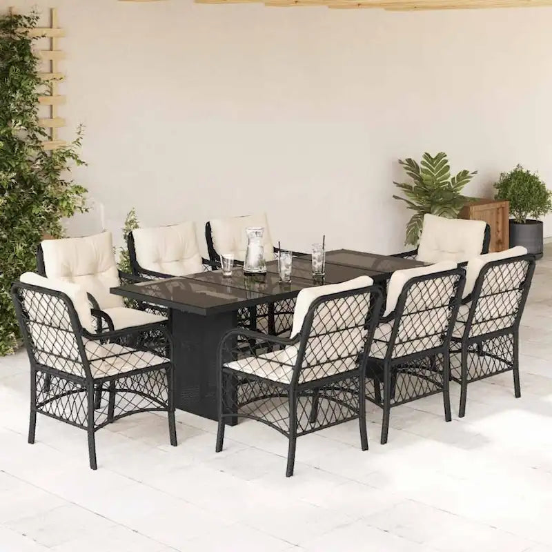vidaXL Ensemble de salle à manger d'extérieur avec coussins Table et chaises 7 pièces en résine tressée