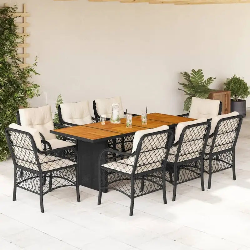vidaXL Ensemble de salle à manger d'extérieur avec coussins Table et chaises 7 pièces en résine tressée