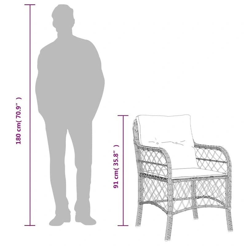 vidaXL Ensemble de salle à manger d'extérieur avec coussins Table et chaises 7 pièces en résine tressée